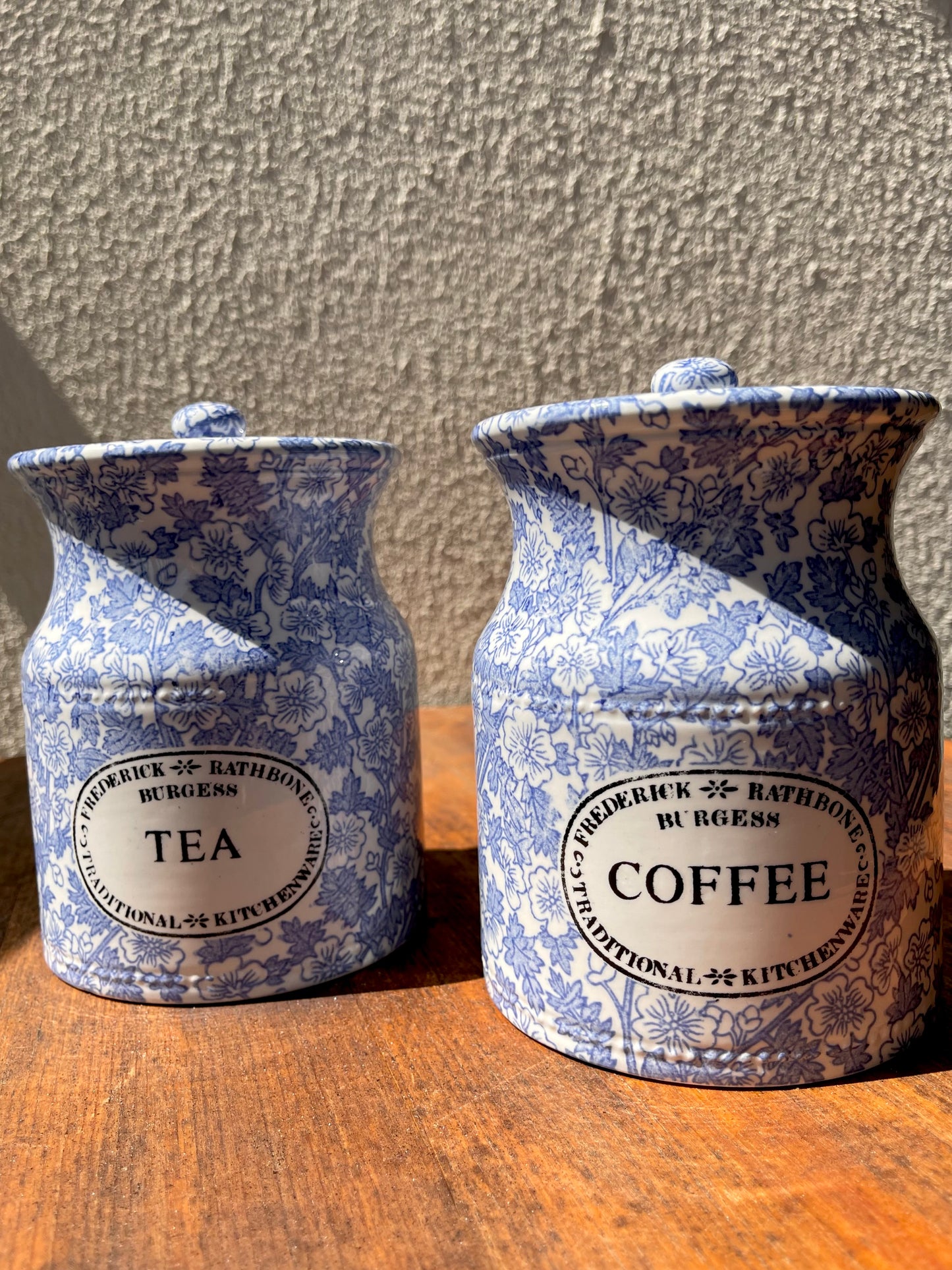 Frederick Rathbone Burgess Middleport Pottery Blue & White Floral Kitchenware Coffee & Tea Storage