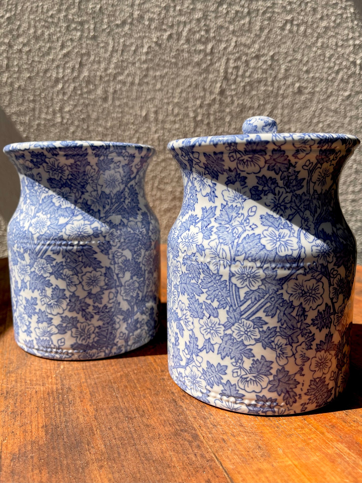 Frederick Rathbone Burgess Middleport Pottery Blue & White Floral Kitchenware Coffee & Tea Storage