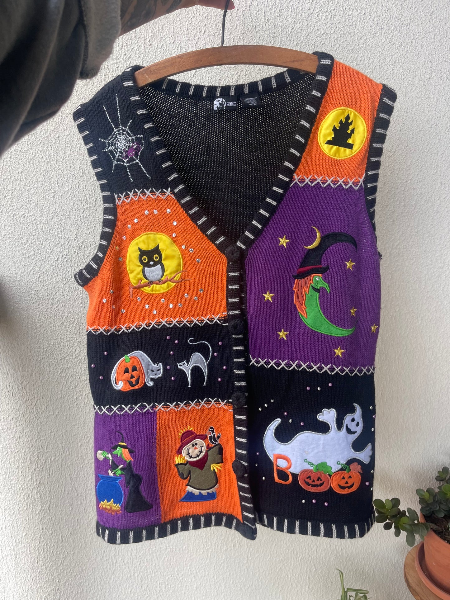 Vintage Halloween Sweater Vest Medium