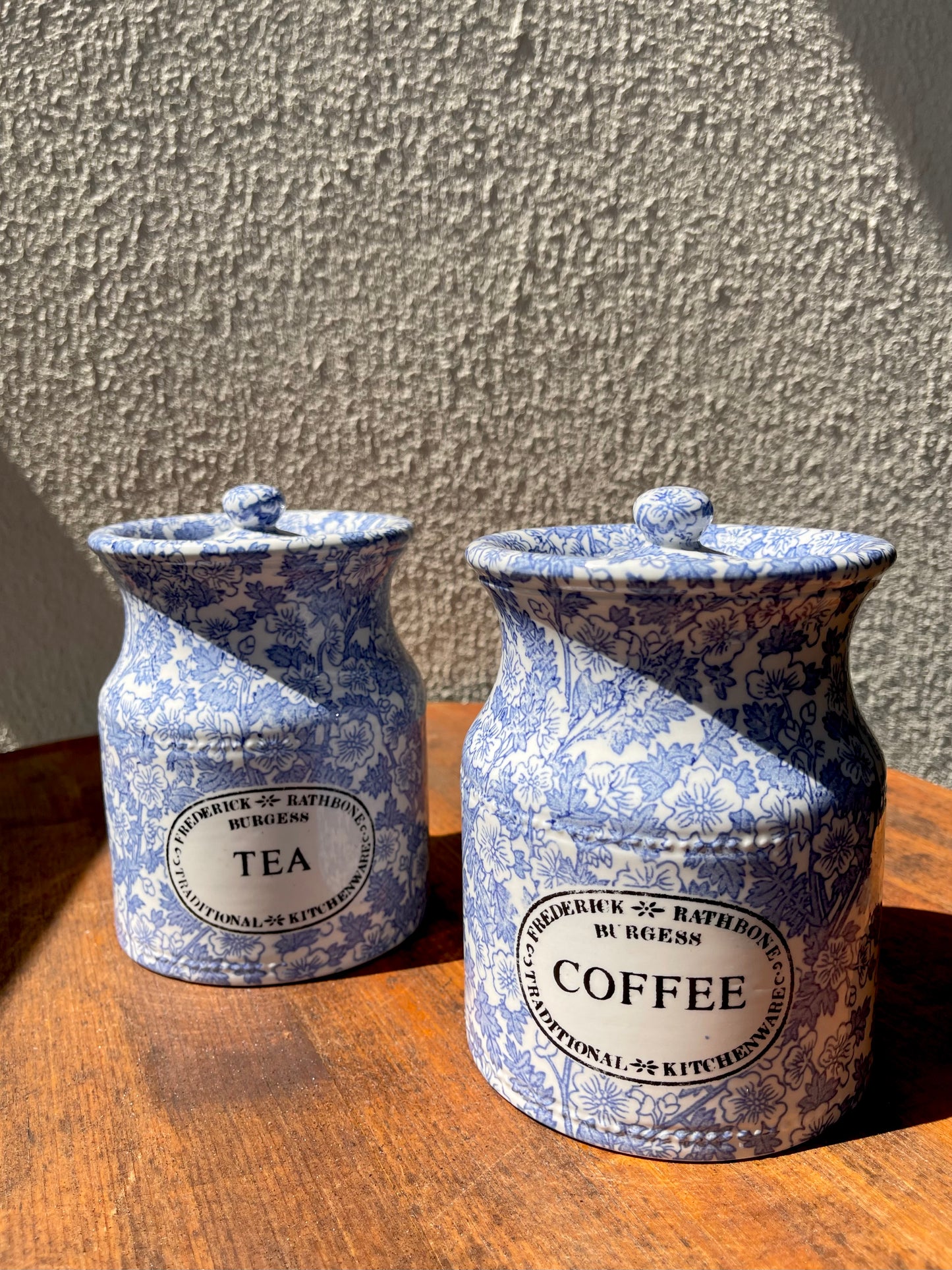 Frederick Rathbone Burgess Middleport Pottery Blue & White Floral Kitchenware Coffee & Tea Storage