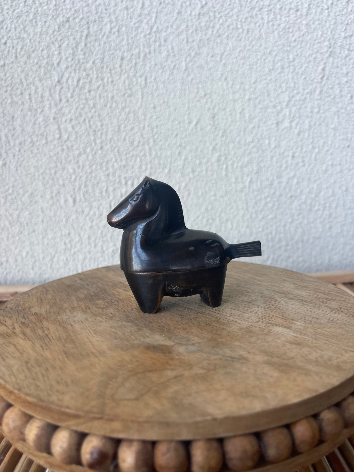 Vintage Mini Bronze Japanese Horse Trinket Box