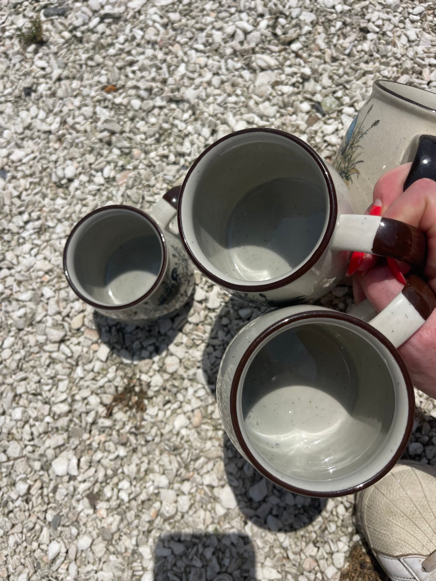 Vintage Stoneware Fowel Mugs Set of 4