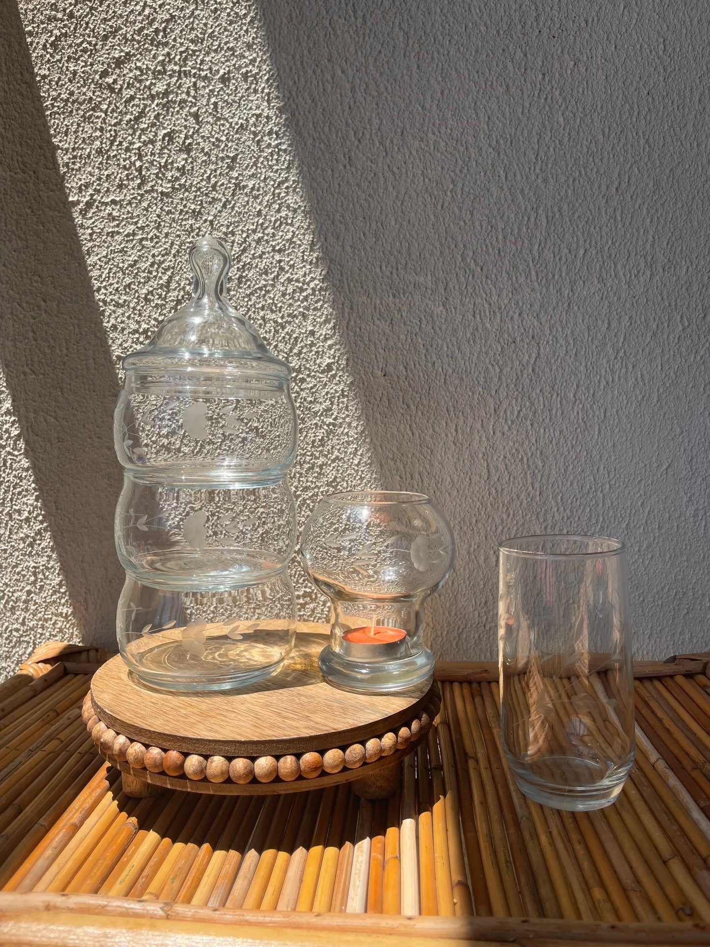 Etched Glas Jar 6 Piece Set