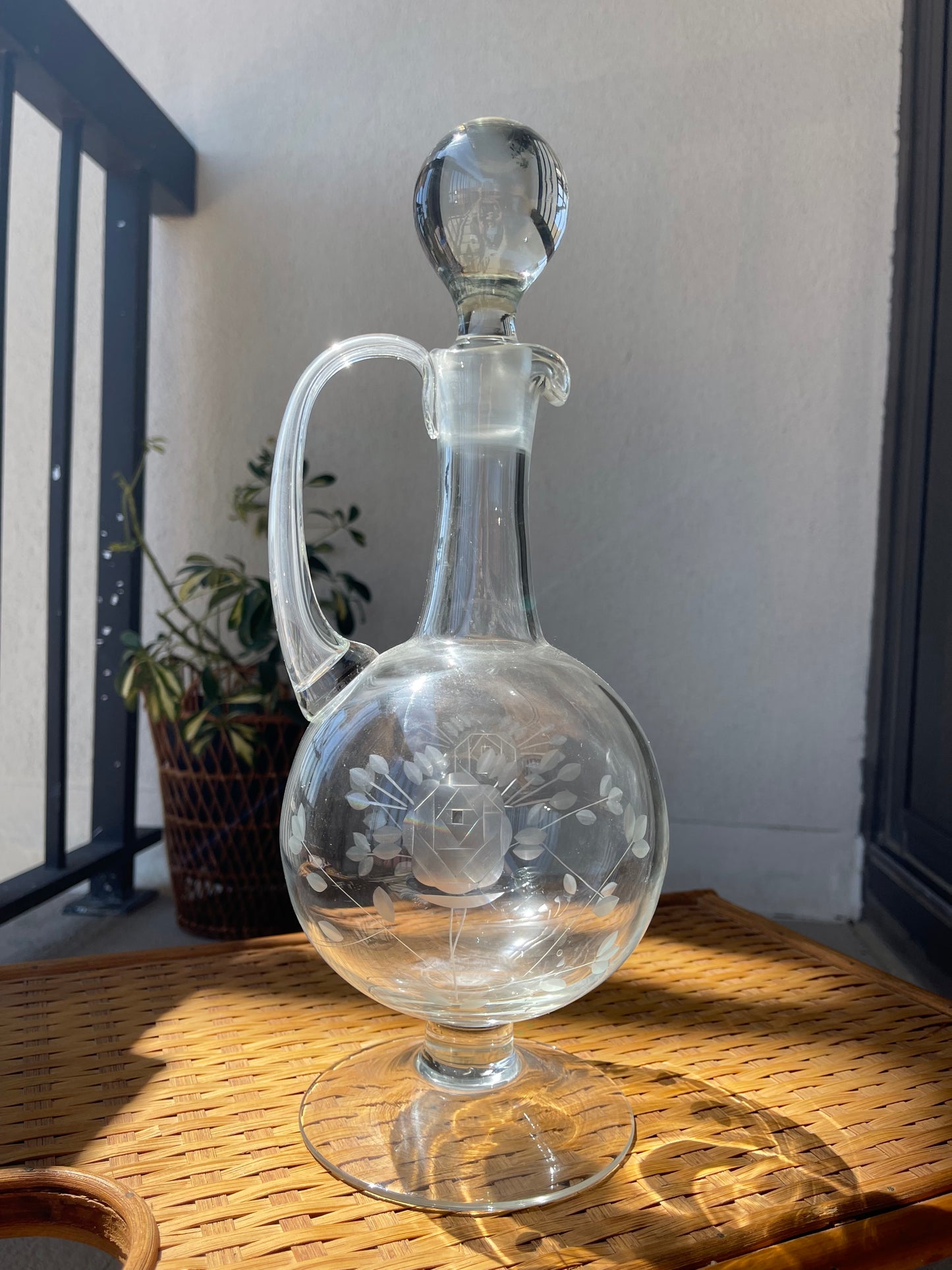 Unique Etched Glass Decanter