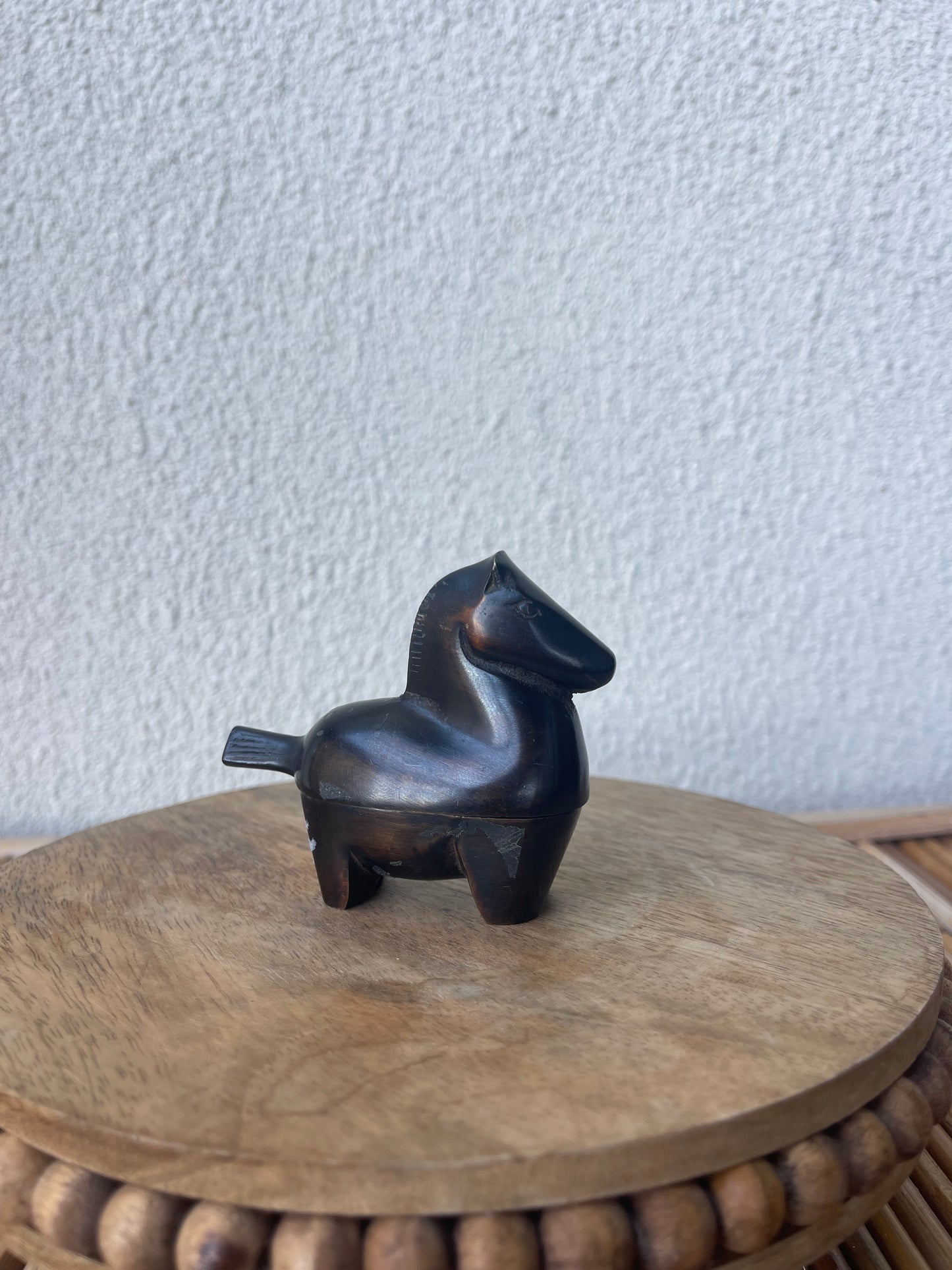 Vintage Mini Bronze Japanese Horse Trinket Box