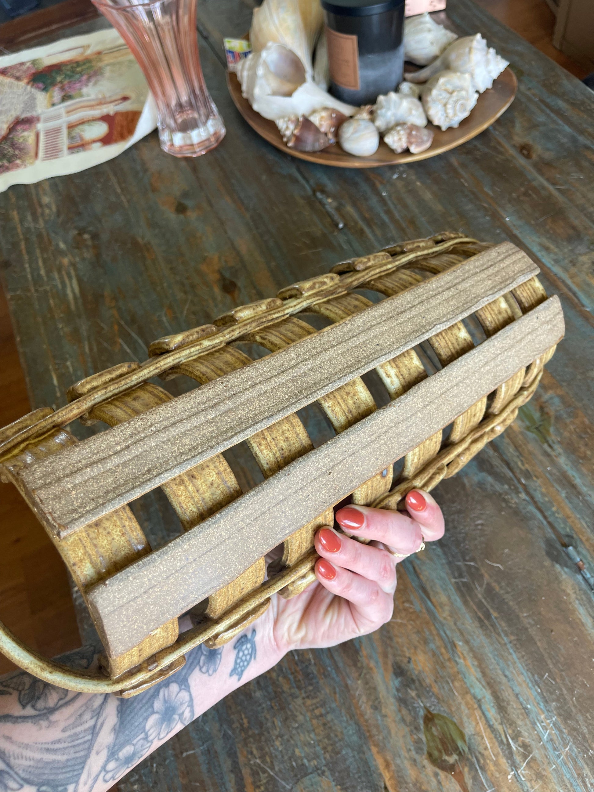 Handmade Studio Pottery Basket Bottom
