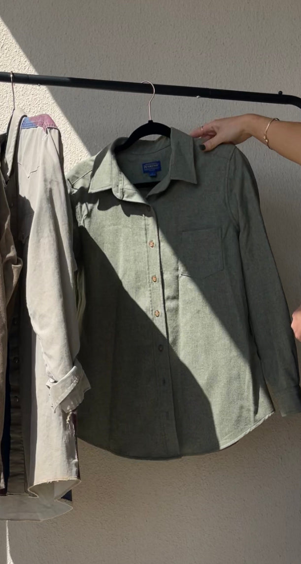 Pendleton Wool Green Button Up Mens