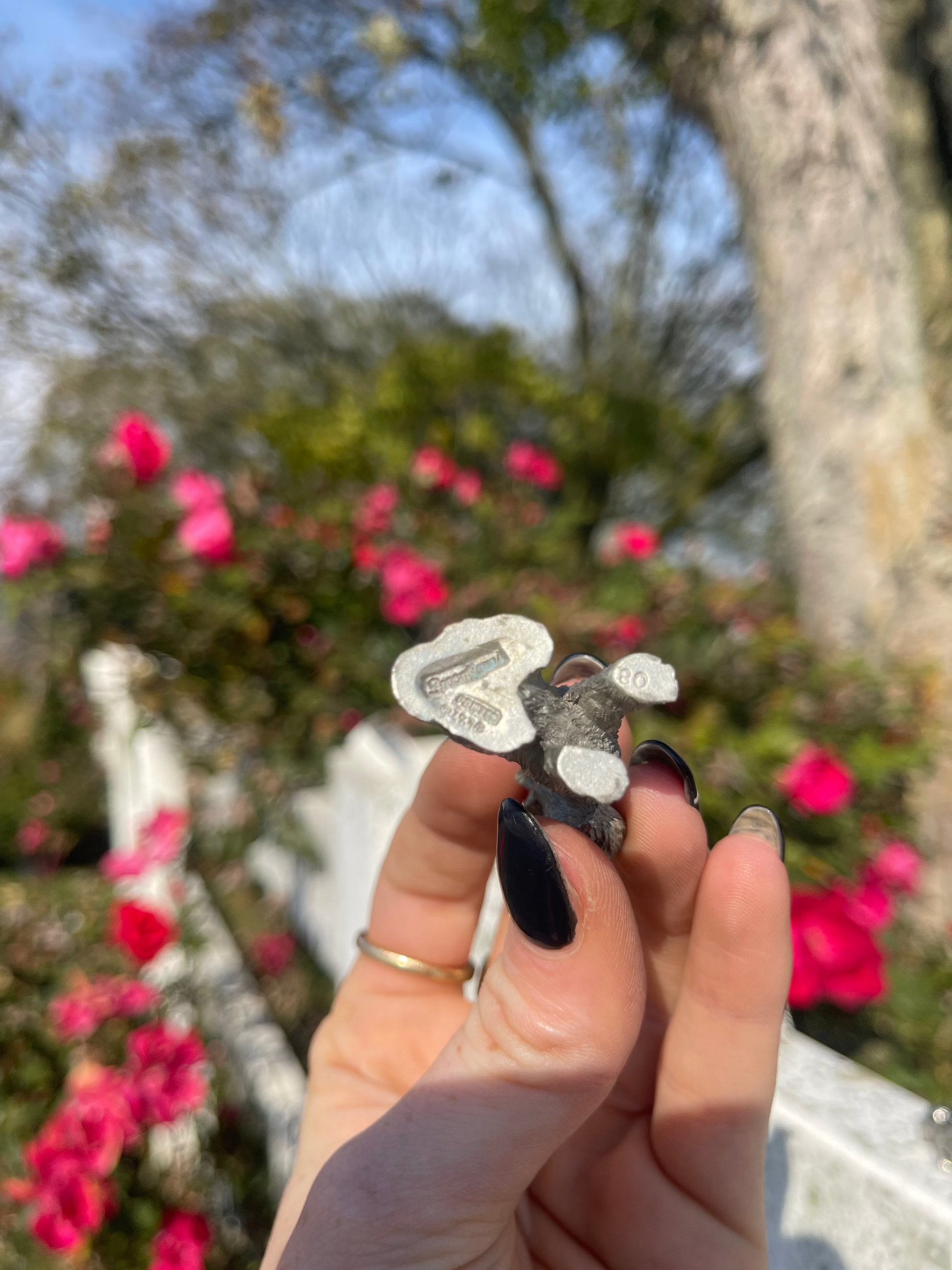Silver Schnauzer Dog Figurines  pewter stamp
