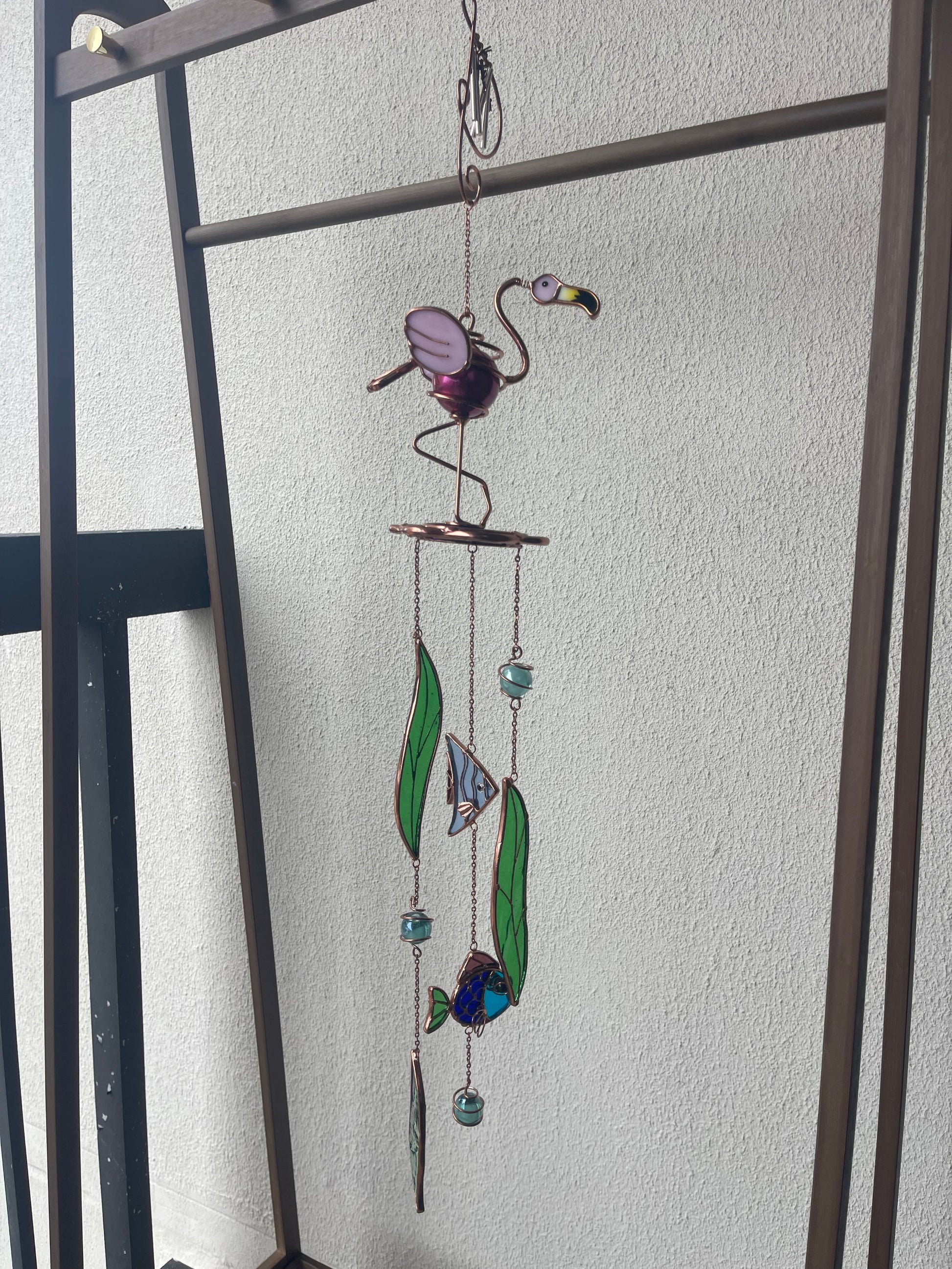 Stained Glass Flamingo Mobile Sun catcher