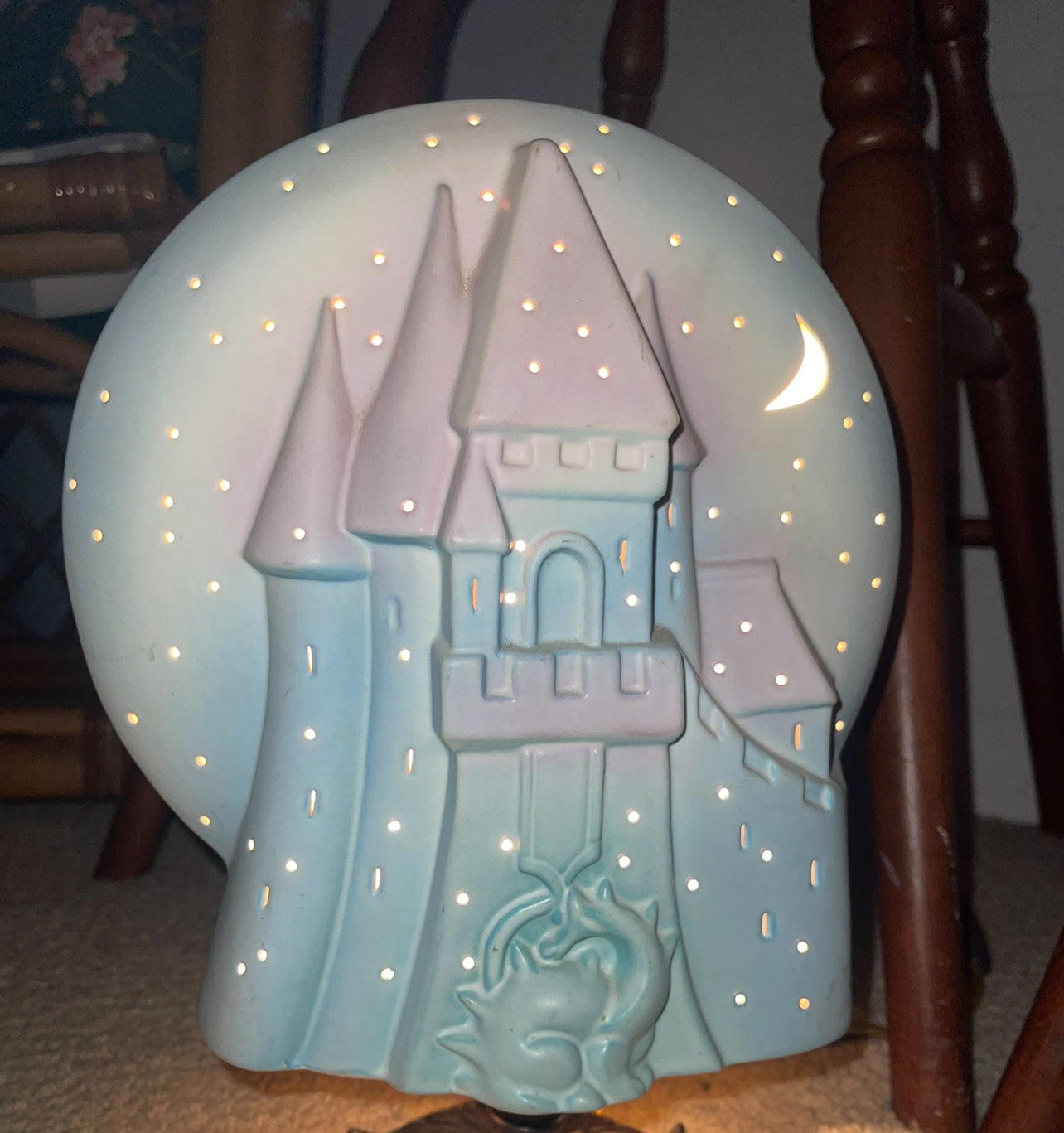 Vintage 90's Castle Night Lamp Lit