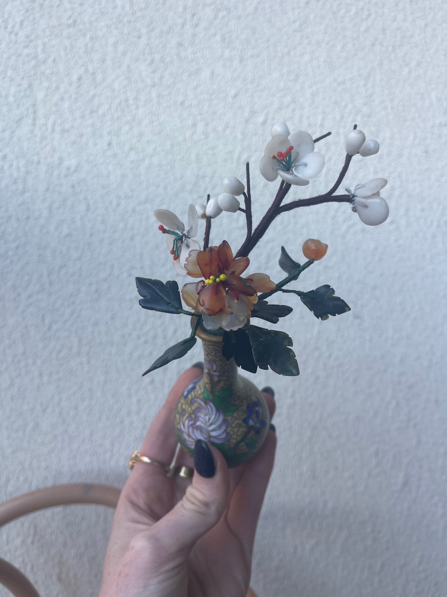 Vintage Agate Chinese Bonsai Tree Flowers