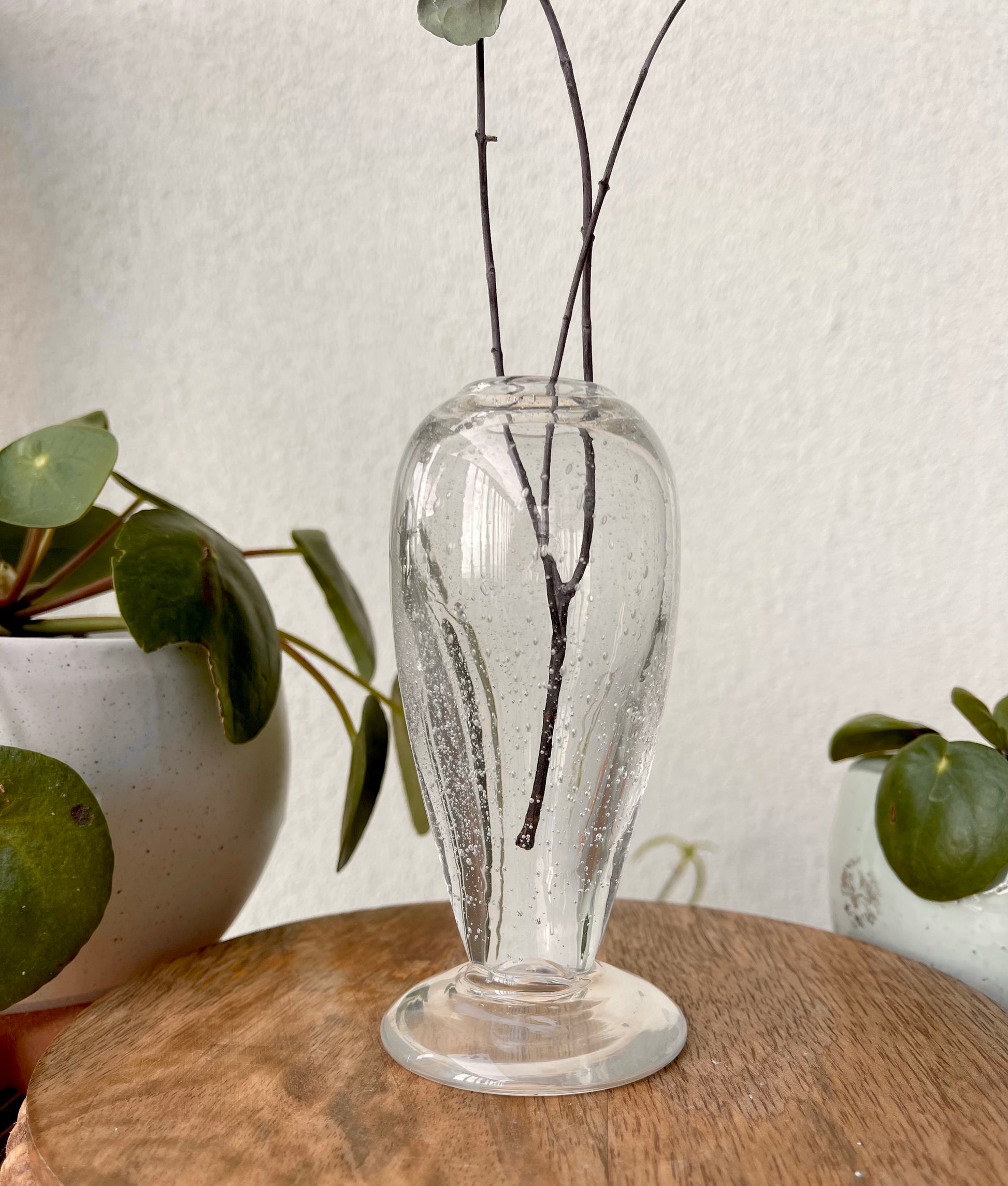 Hand Blown Glass Bud Vase Bubbles