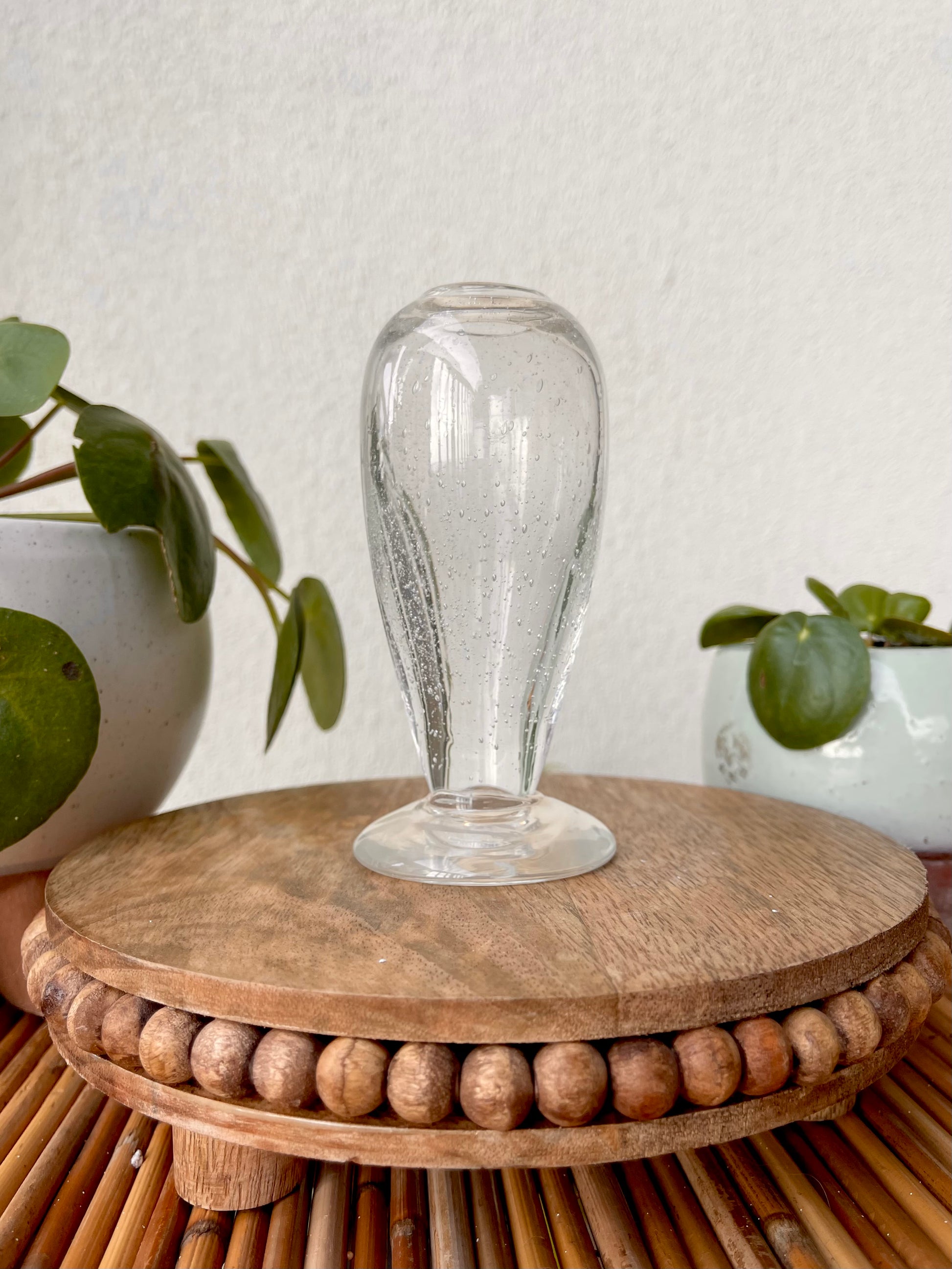 Hand Blown Clear Glass Bud Vase Close Up