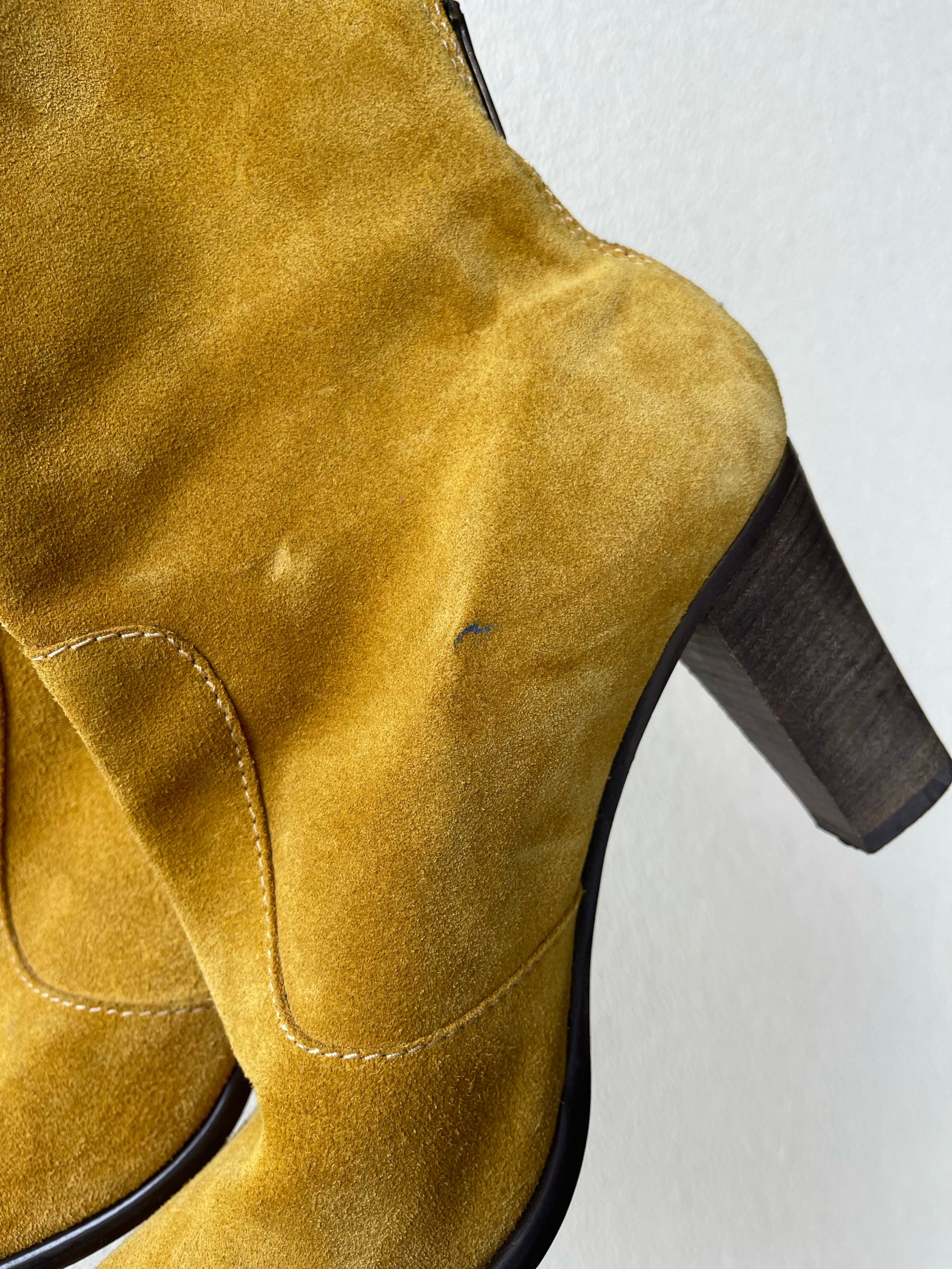 Italian Suede Mustard Yellow Booties