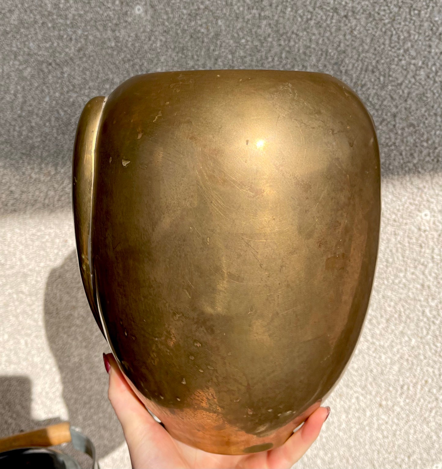 Large Vintage Brass Vase Back/ Front