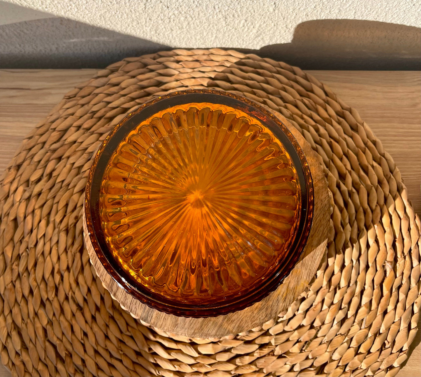 Vintage Amber Glass Bowl Bottom