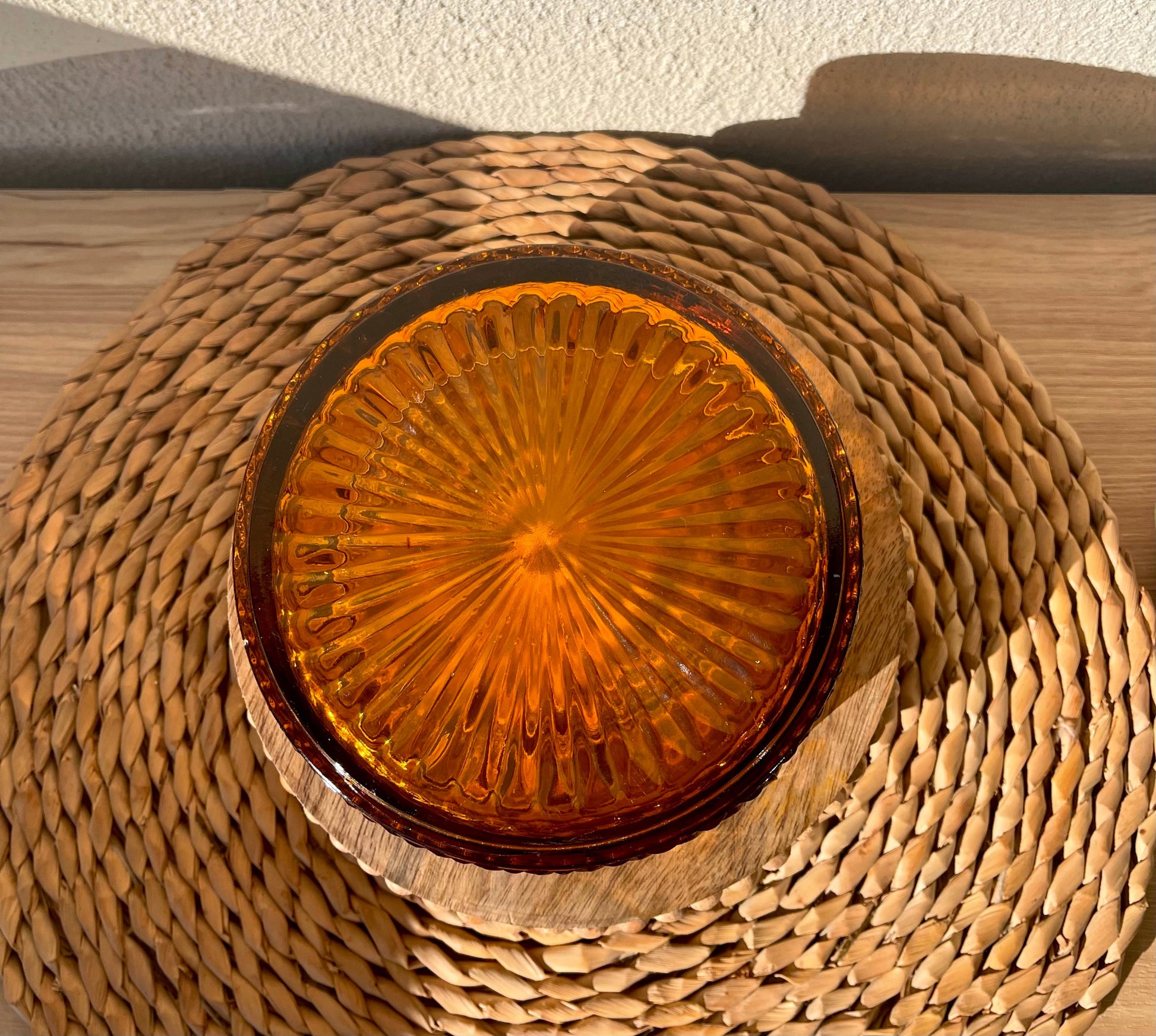 Vintage Amber Glass Bowl Bottom