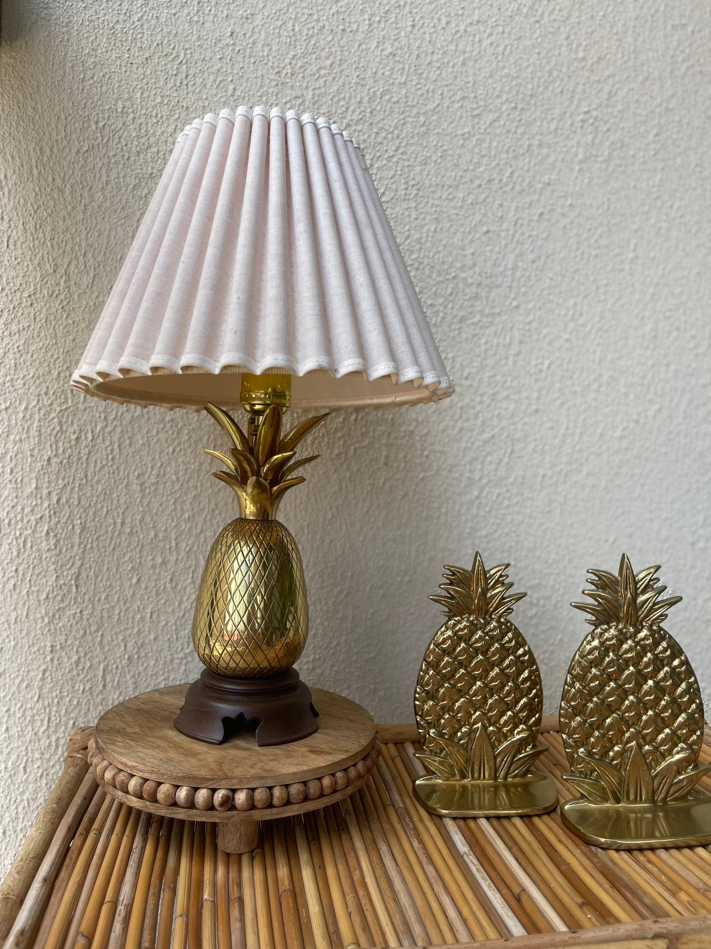 Vintage Brass Pineapple Lamp Staged