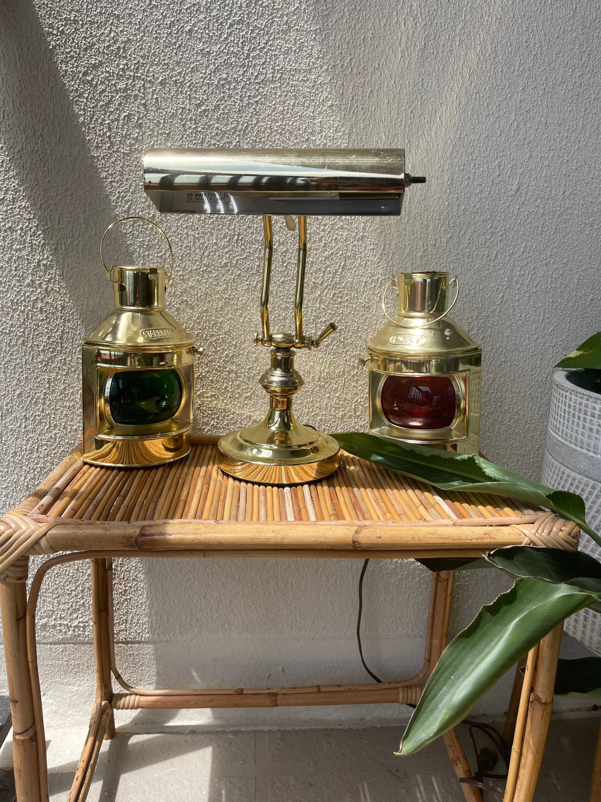 Vintage Brass Ship Port Oil Lamps