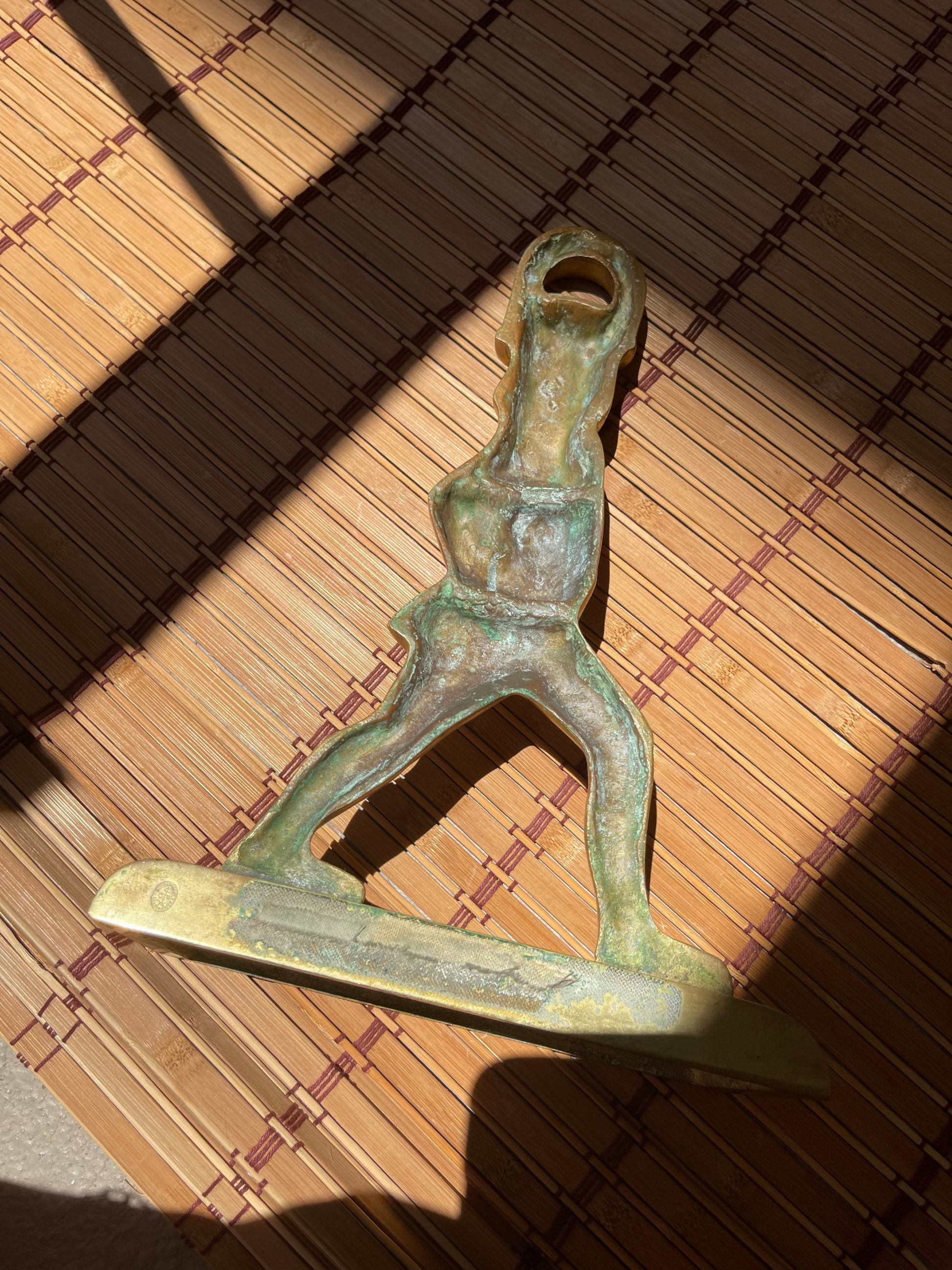 Vintage Heavy Brass Man Door Stop back