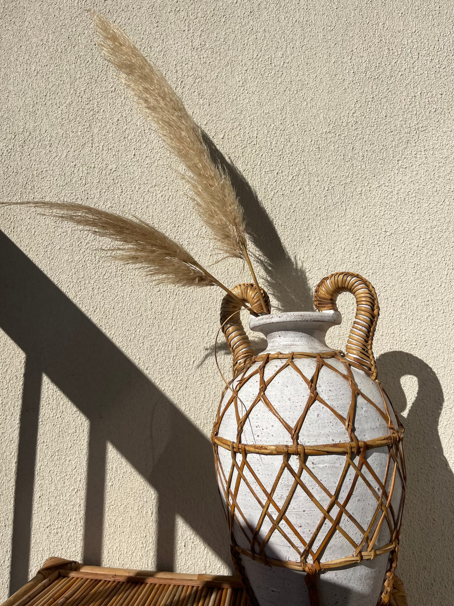Vintage wicker wrapped vessel