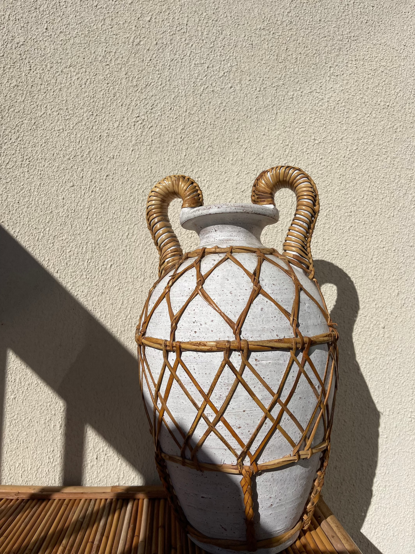 Vintage wicker wrapped vessel