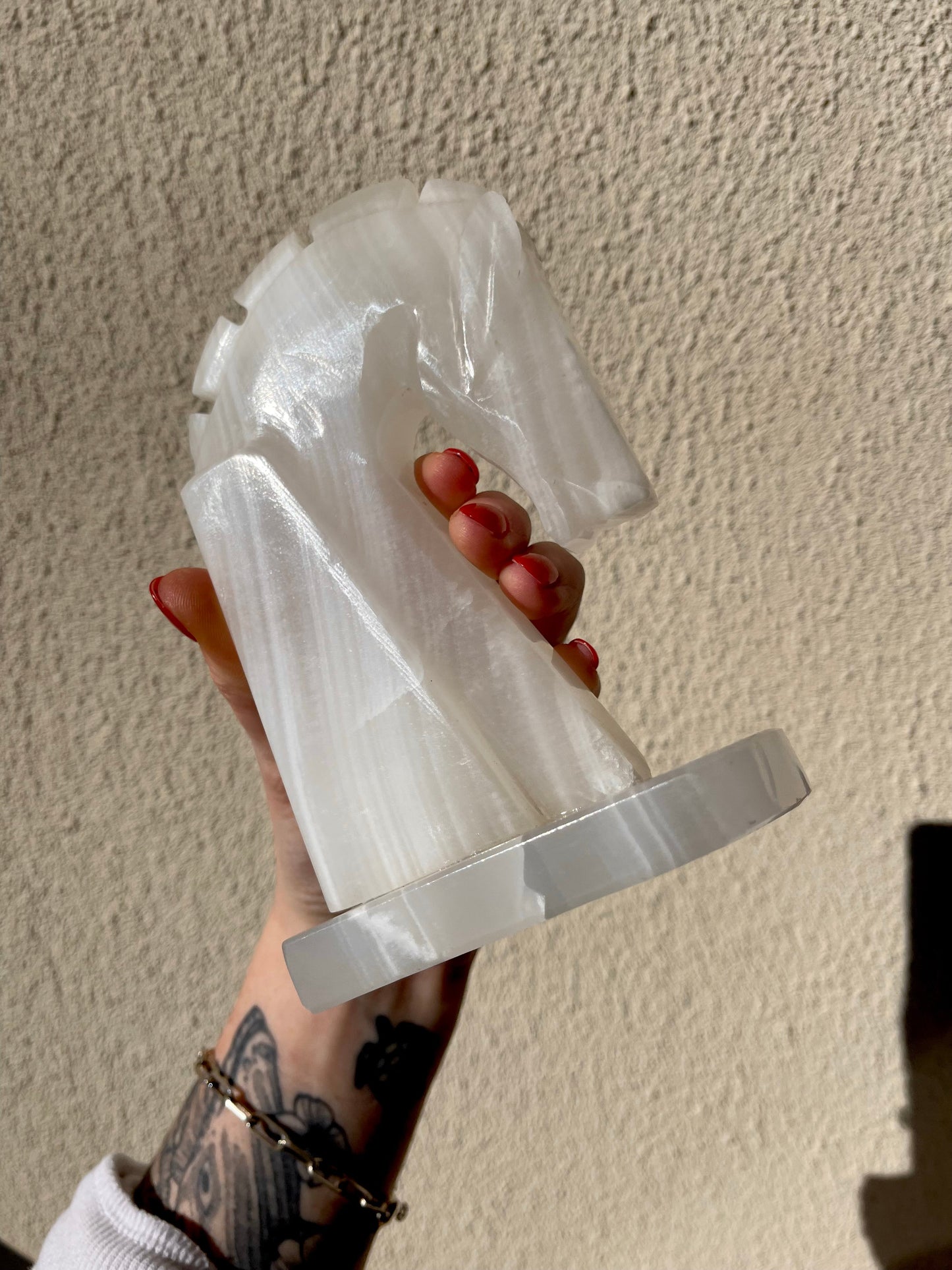White quartz horse bookend