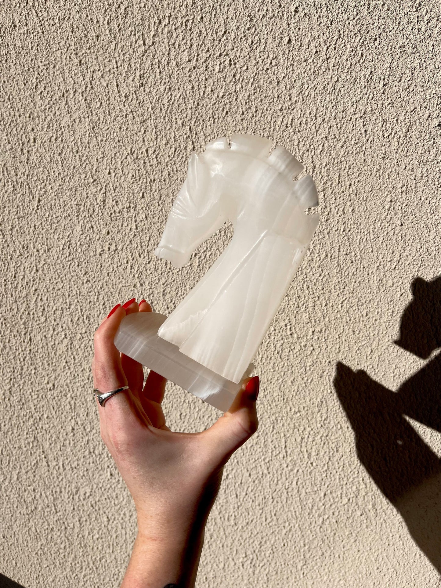 White quartz horse bookend side