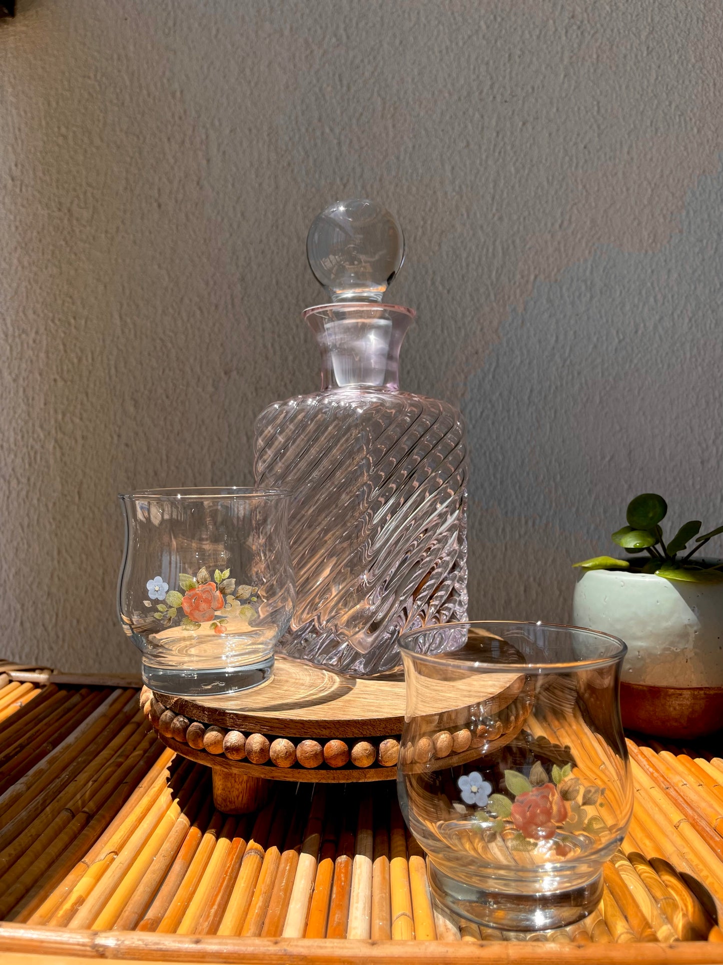 Vintage Pink Glass Decanter