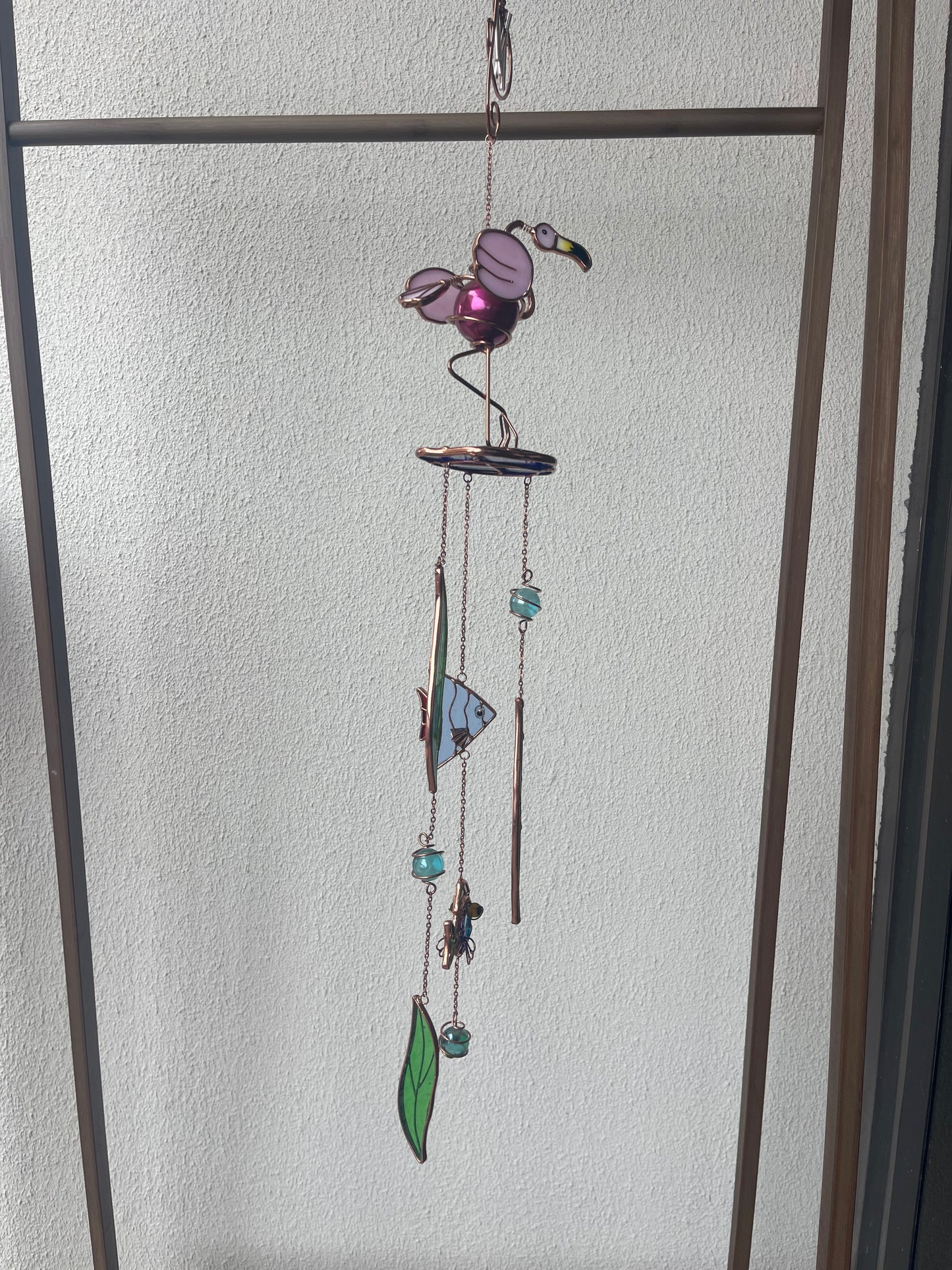 Stained Glass Flamingo Mobile Sun Catcher