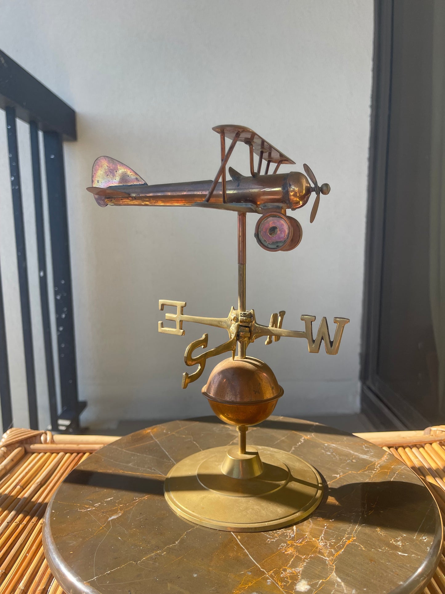 RARE Brass and Copper Biplane Weathervane