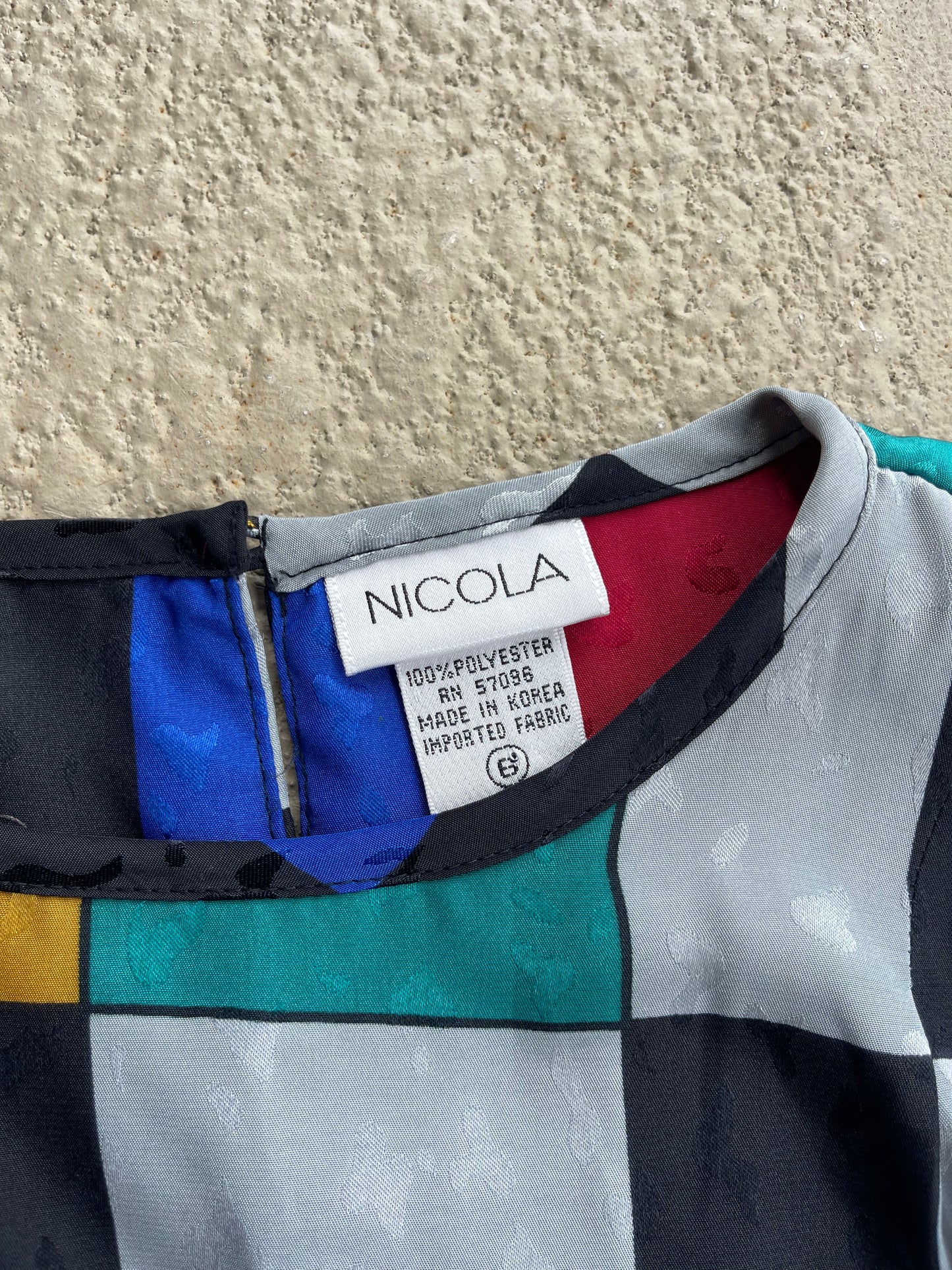 80’s Nicola Satin Colorblock Blouse size 6