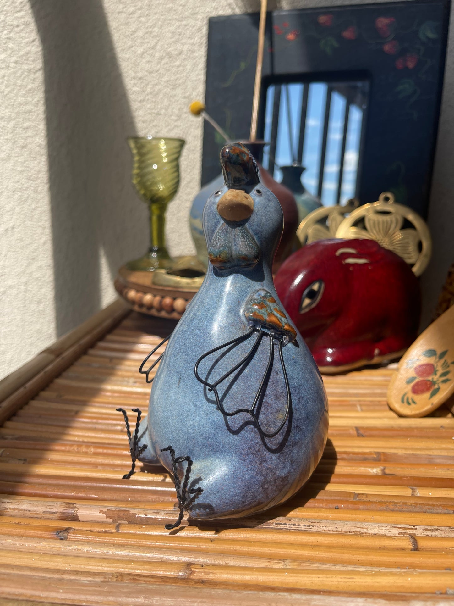 Blue Stoneware Chicken