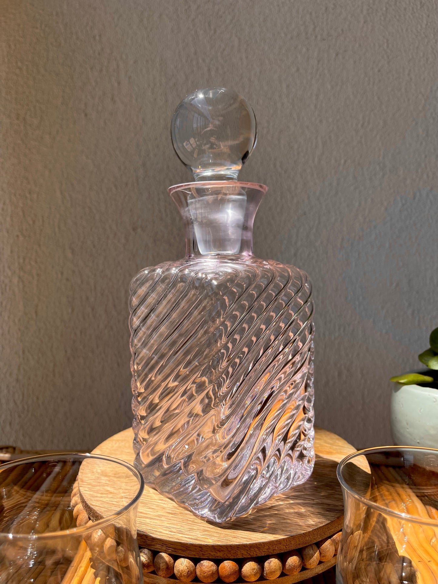 Vintage Pink Glass Decanter