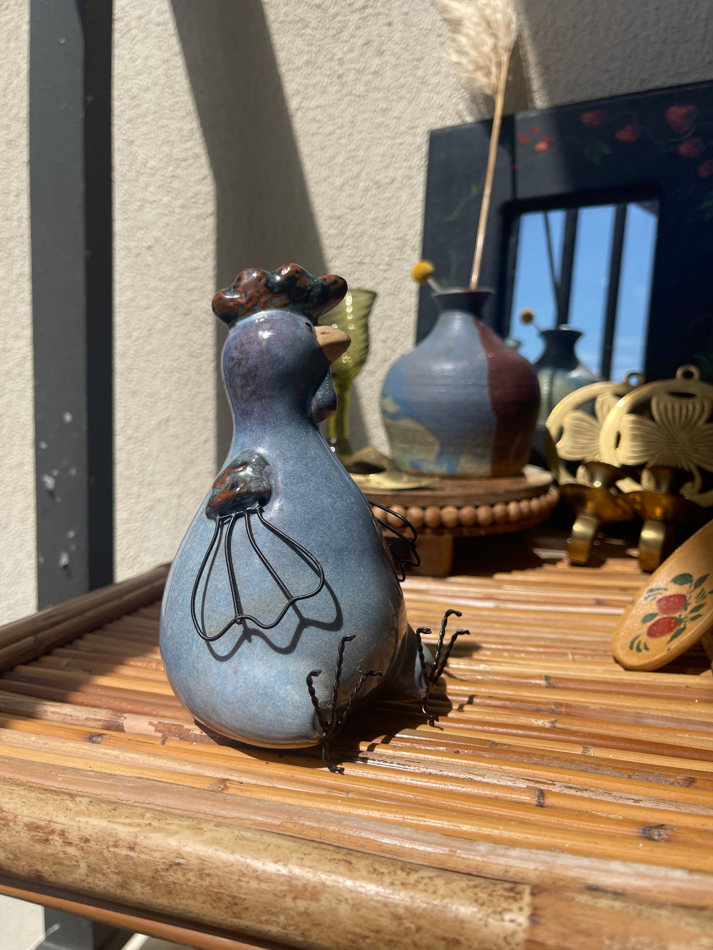 Blue Stoneware Chicken