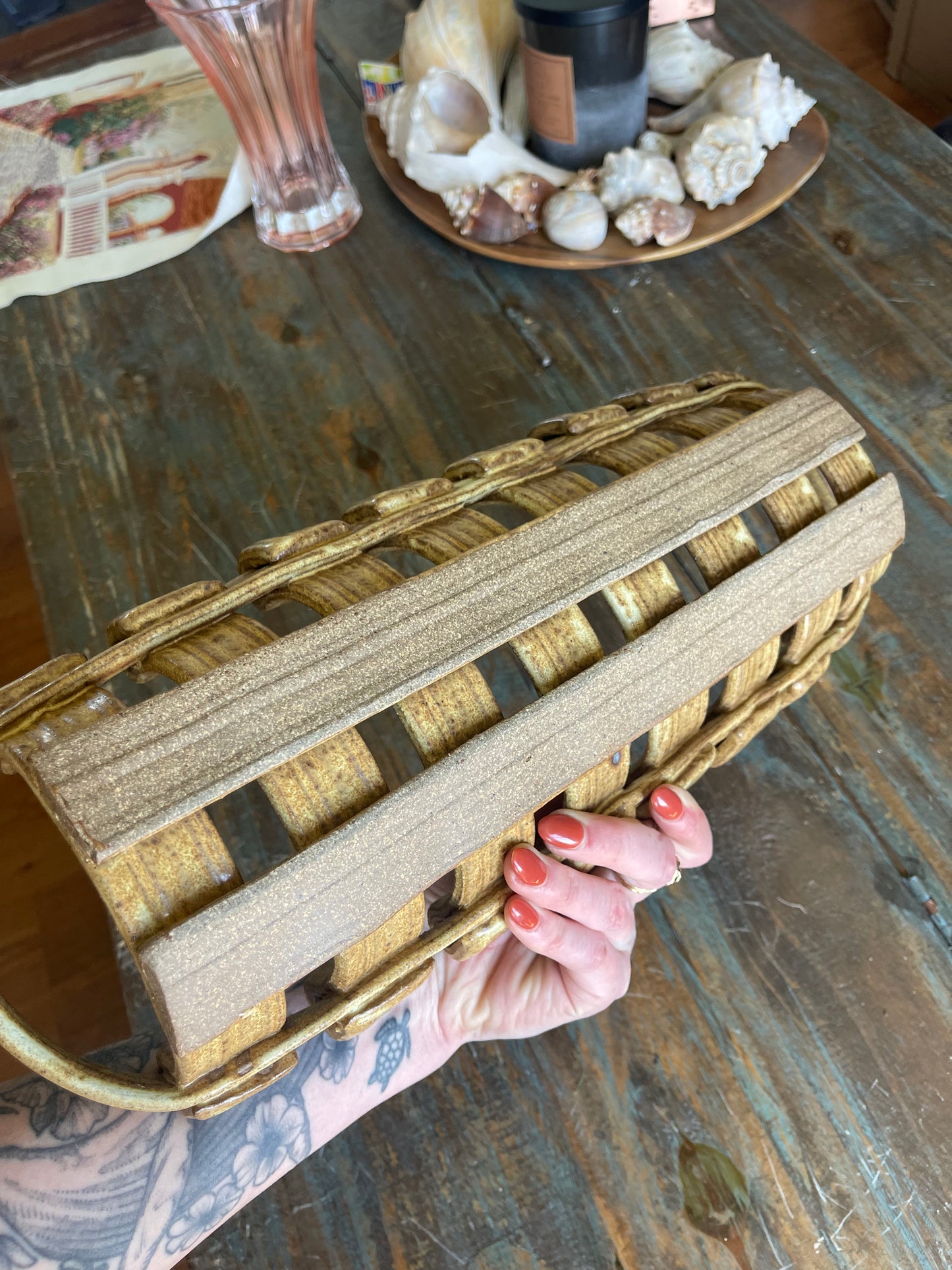 Vintage Handmade Ceramic Basket