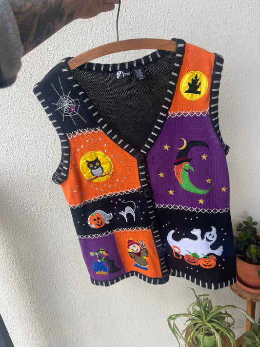 Vintage Halloween Sweater Vest Medium