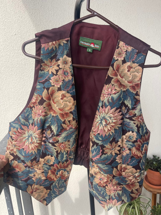 Outback Red Floral Tapestry Vest size Large