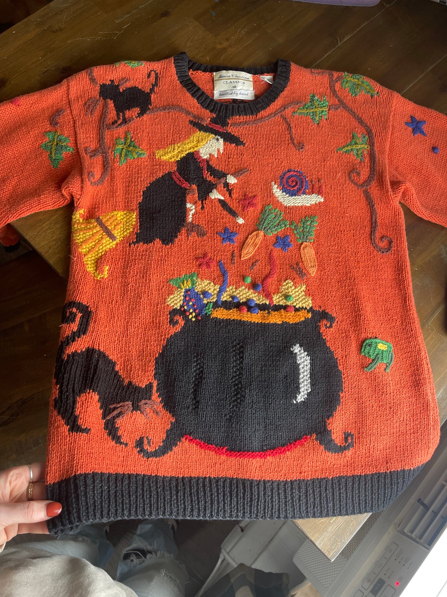 Vintage 90’s Handmade Halloween Sweater Marisa Christina Medium