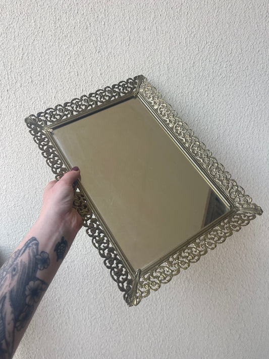 Vintage Brass Mirror Tray