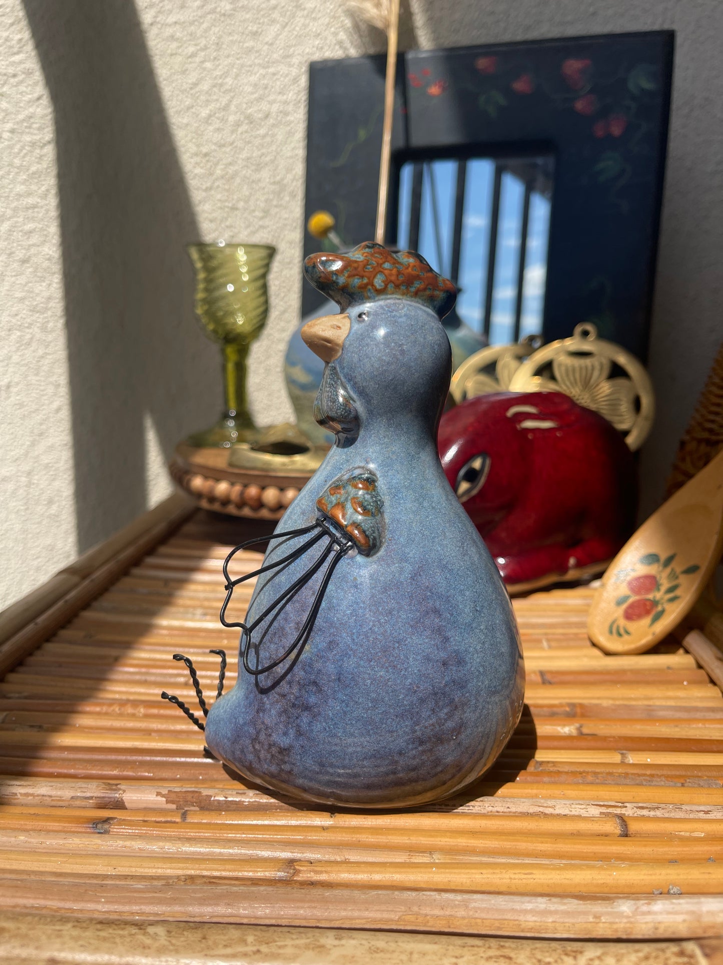 Blue Stoneware Chicken