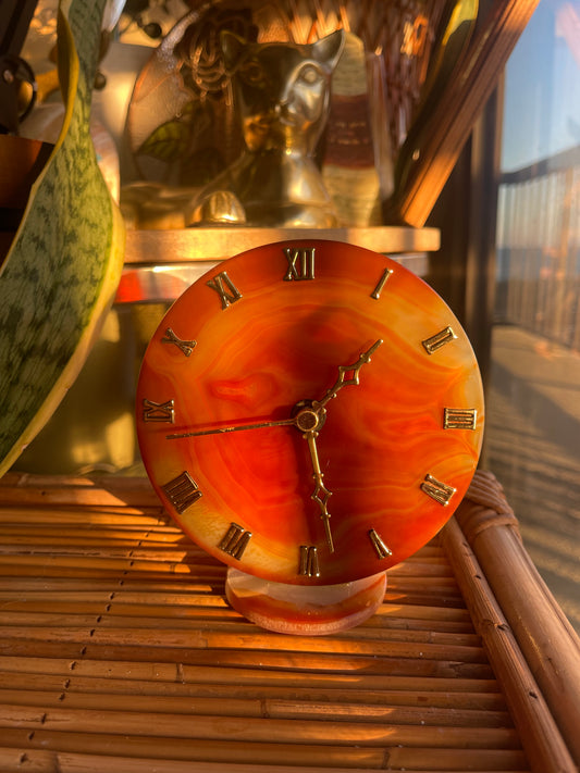 Natural Red Agate Clock