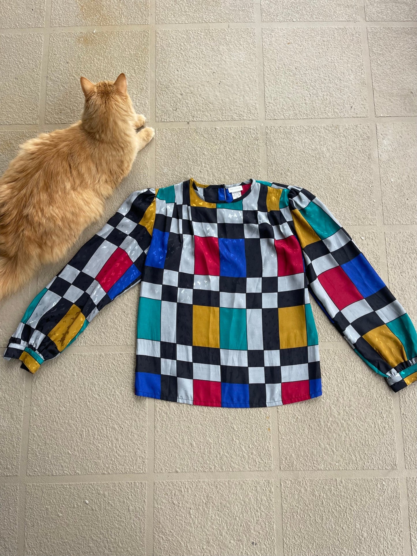Vintage Retro 80'S Checker Top Small