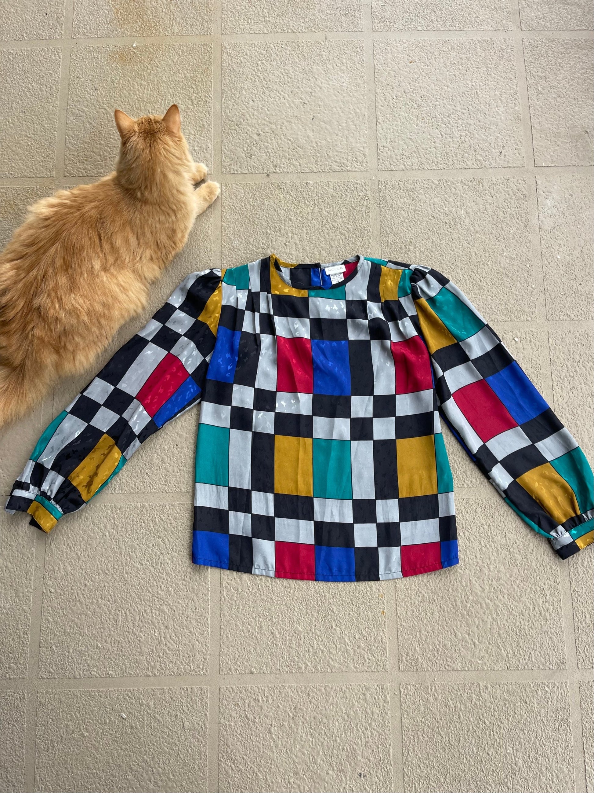 Vintage Retro 80'S Checker Top Small