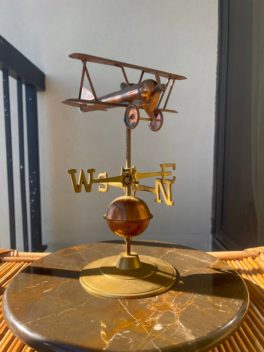 RARE Brass and Copper Biplane Weathervane