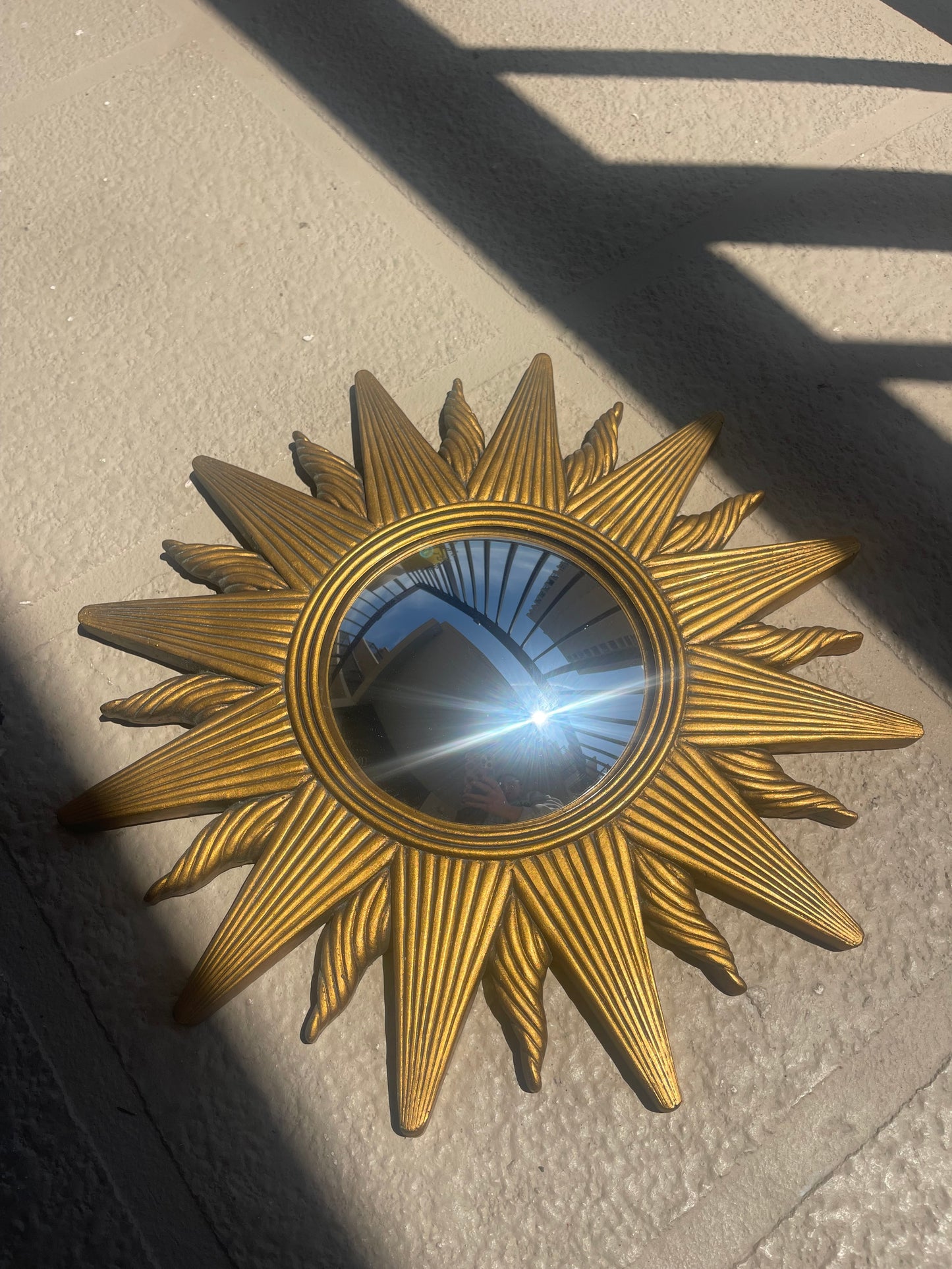 90’s Gold Sunburst Convex Mirror Celestial