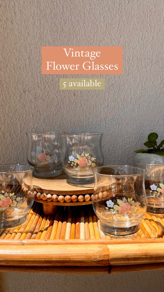 Floral Drinking Glasses set of 5