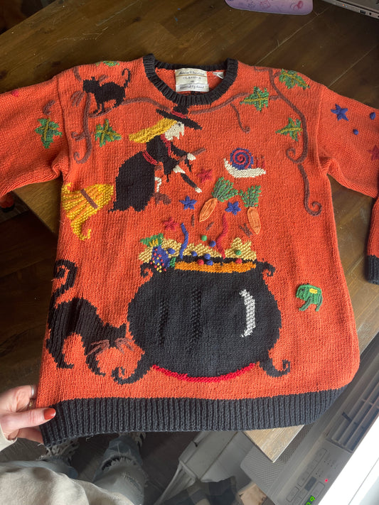 Vintage 90’s Handmade Halloween Sweater Marisa Christina Medium