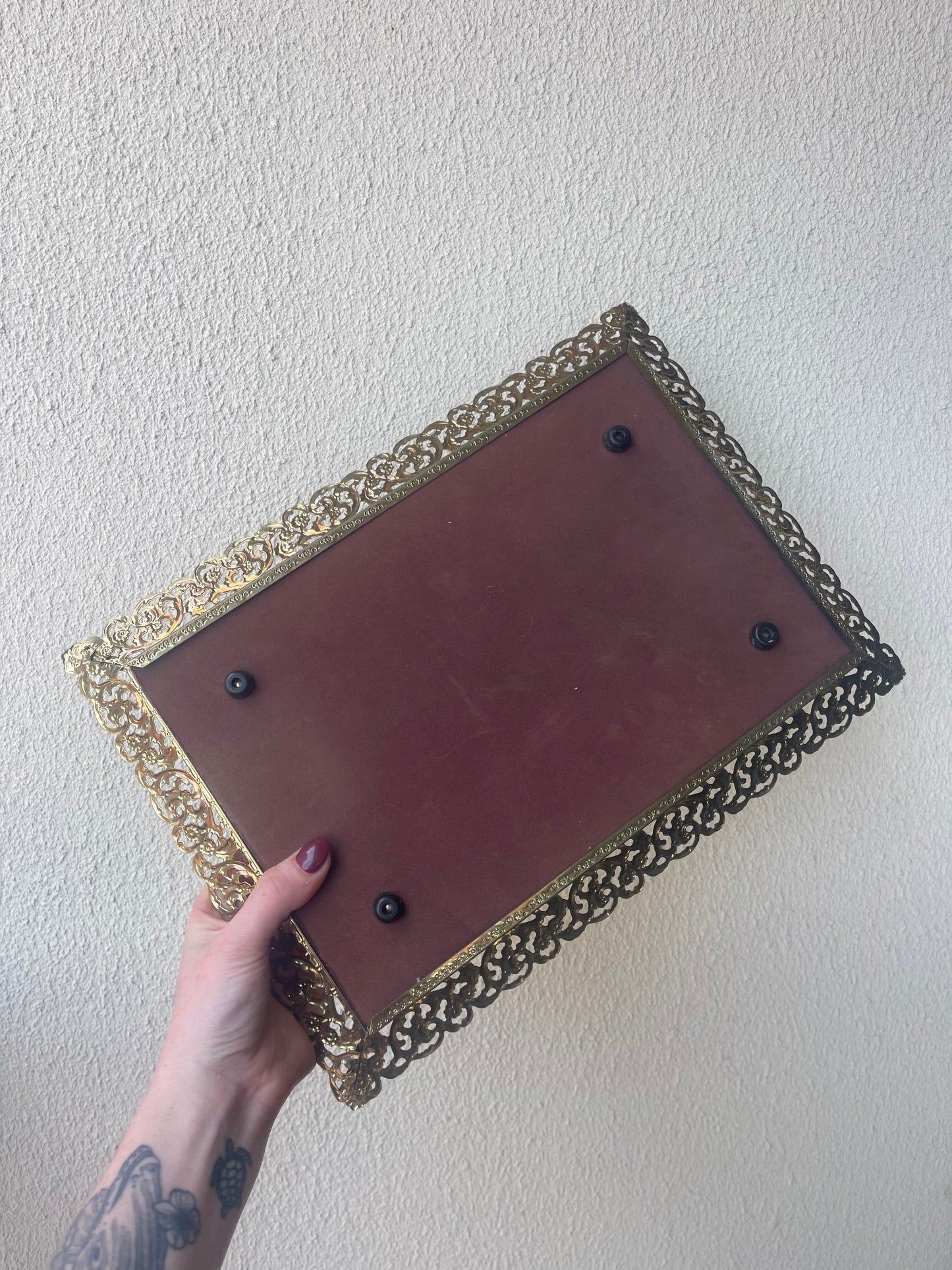 Vintage Brass Mirror Tray