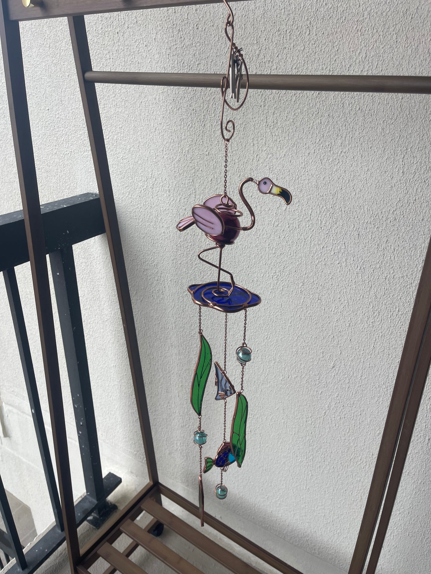 Stained Glass Flamingo Mobile Sun Catcher